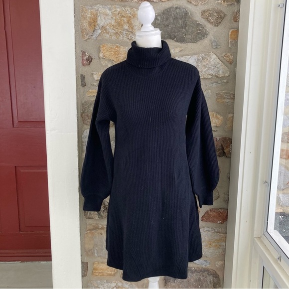 NWT Wool and recycled-cashmere turtleneck sweater-dress Black Womens Small $298 - Picture 3 of 16